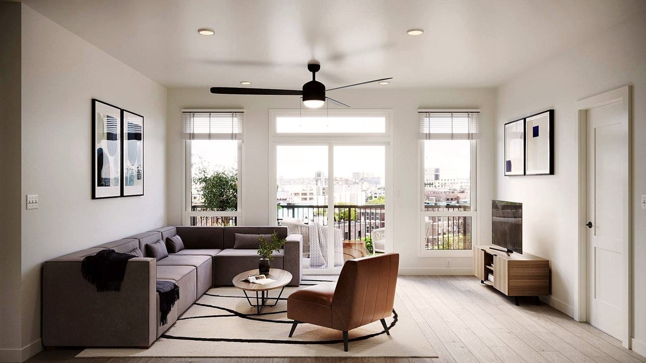 Furnished living room in an apartment at The Renegade Tallahassee