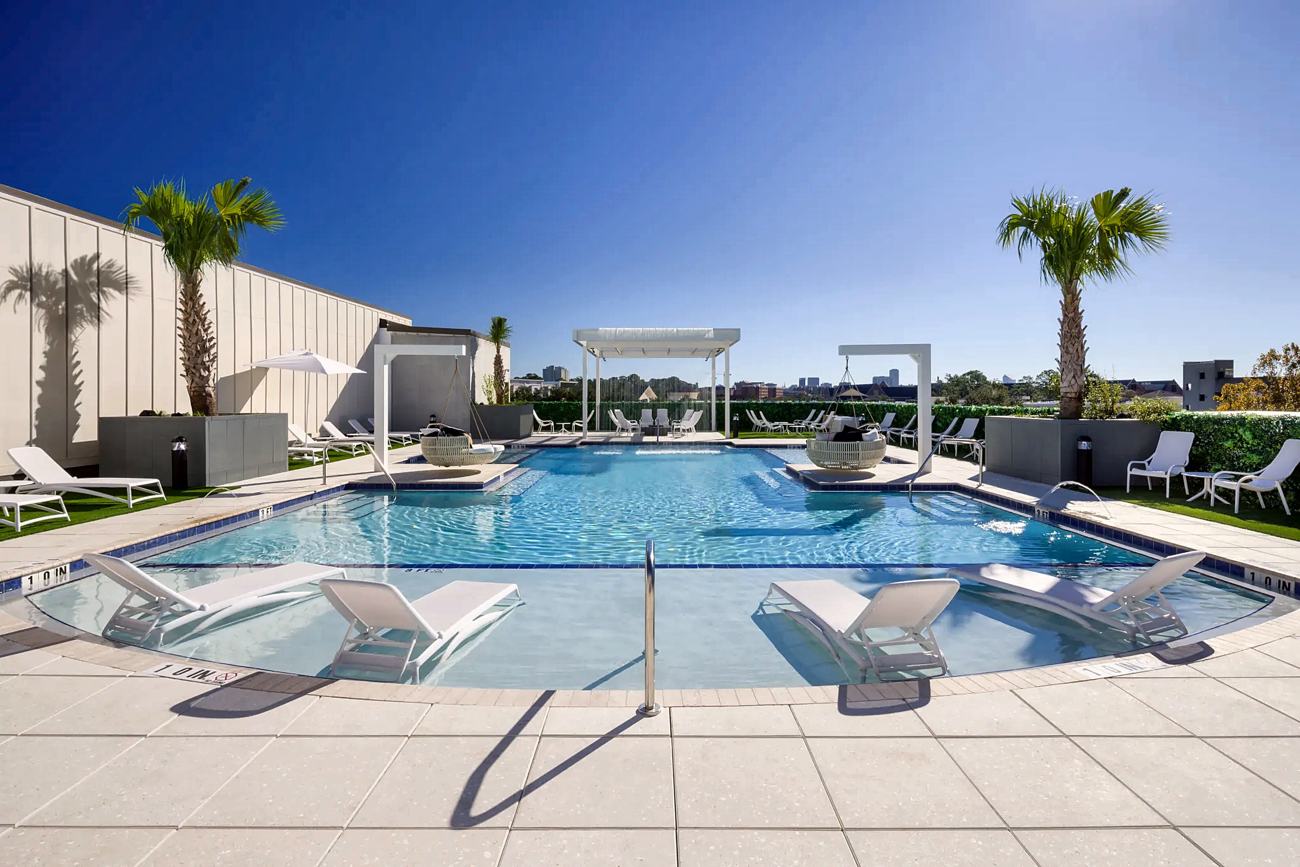 The rooftop pool